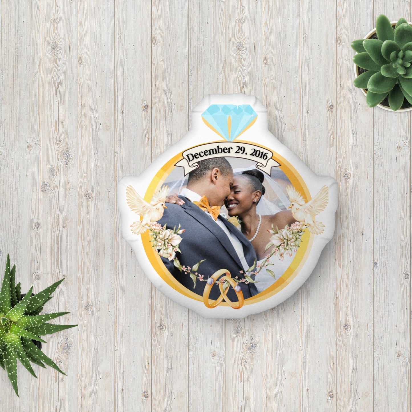 Customizable Wedding Anniversary Pillow with Wedding Date and Photo