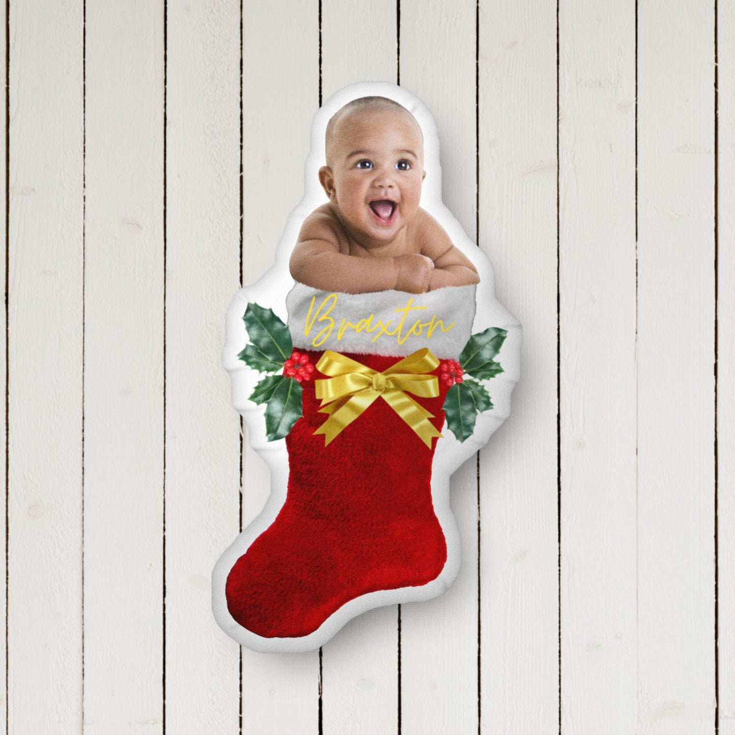 Red Customizable Christmas Stocking Pillow