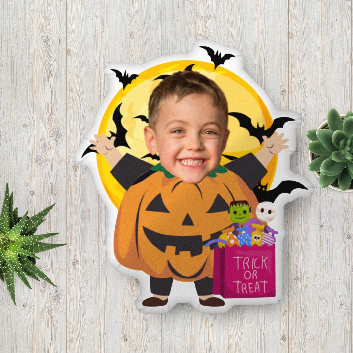 Spooky Pumpkin Pal Customizable Pillow